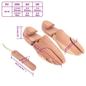 Schuhspanner mit Schuhlöffel EU 38-39 Massivholz Zeder