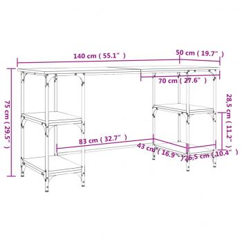 Schreibtisch Schwarz 140x50x75 cm Metall und Holzwerkstoff