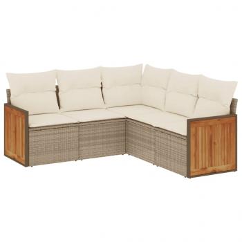 ARDEBO.de - 5-tlg. Garten-Sofagarnitur mit Kissen Beige Poly Rattan