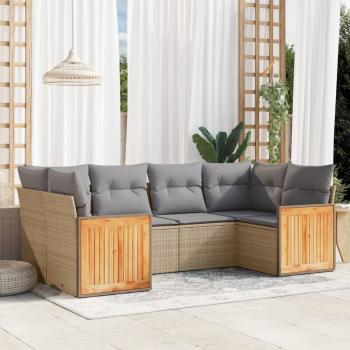 ARDEBO.de - 6-tlg. Garten-Sofagarnitur mit Kissen Beige Poly Rattan