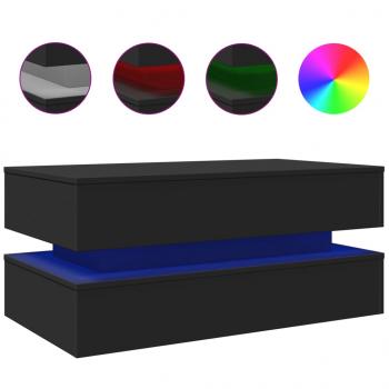 Couchtisch mit LED-Leuchten Schwarz 90x50x40 cm