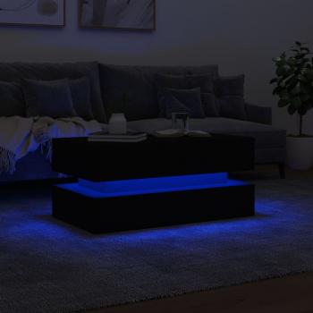 Couchtisch mit LED-Leuchten Schwarz 90x50x40 cm