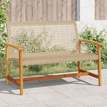 ARDEBO.de - Gartenbank Beige 112 cm Poly Rattan und Akazienholz