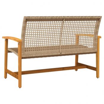 Gartenbank Beige 112 cm Poly Rattan und Akazienholz