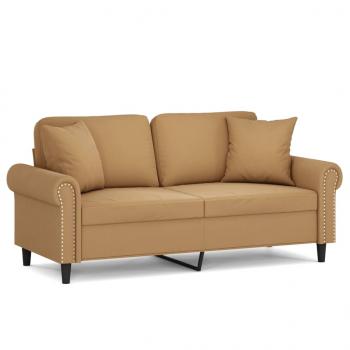 ARDEBO.de - 2-Sitzer-Sofa mit Zierkissen Braun 140 cm Samt