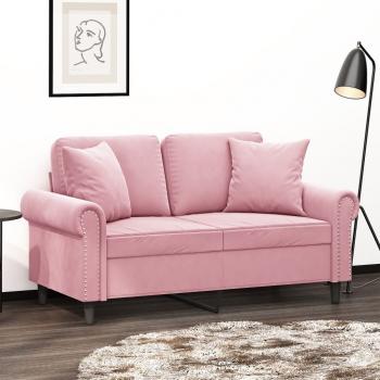 ARDEBO.de - 2-Sitzer-Sofa mit Zierkissen Rosa 120 cm Samt