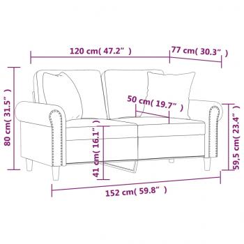 2-Sitzer-Sofa mit Zierkissen Rosa 120 cm Samt