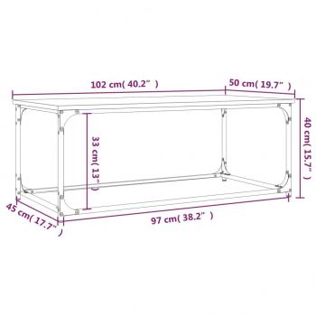 Couchtisch Braun Eichen-Optik 102x50x40 cm Holzwerkstoff Eisen