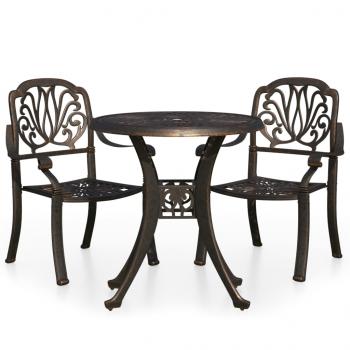 3-tlg. Bistro-Set Aluminiumguss Bronzen