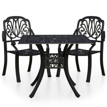 ARDEBO.de - 3-tlg. Bistro-Set Aluminiumguss Schwarz