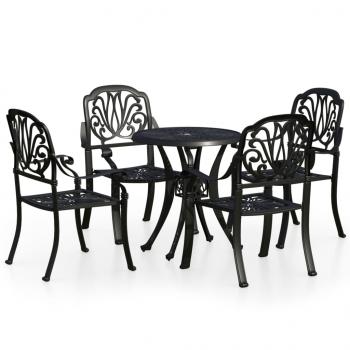 ARDEBO.de - 5-tlg. Bistro-Set Aluminiumguss Schwarz