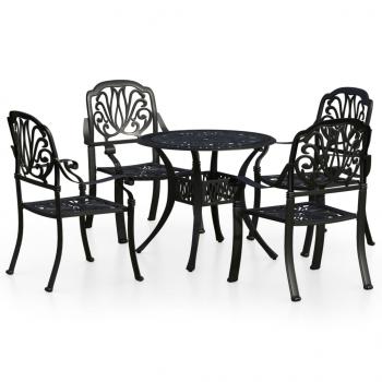 ARDEBO.de - 5-tlg. Bistro-Set Aluminiumguss Schwarz