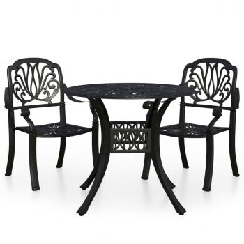 ARDEBO.de - 3-tlg. Bistro-Set Aluminiumguss Schwarz