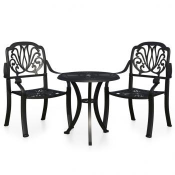 ARDEBO.de - 3-tlg. Bistro-Set Aluminiumguss Schwarz