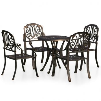 ARDEBO.de - 5-tlg. Bistro-Set Aluminiumguss Bronzen