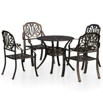 ARDEBO.de - 5-tlg. Bistro-Set Aluminiumguss Bronzen