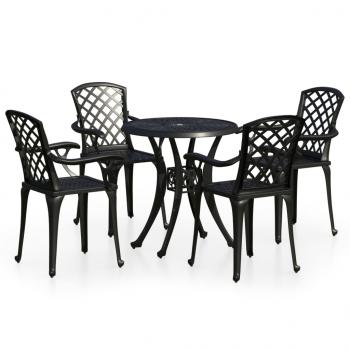 ARDEBO.de - 5-tlg. Bistro-Set Aluminiumguss Schwarz