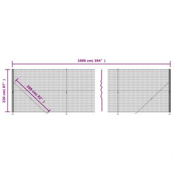 Maschendrahtzaun mit Bodenflansch Anthrazit 2,2x10 m