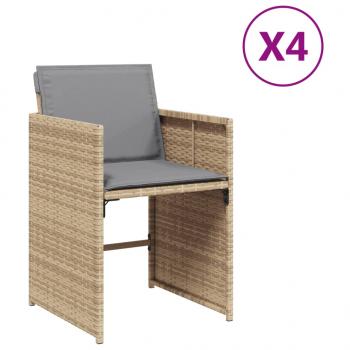 ARDEBO.de - Gartenstühle mit Kissen 4 Stk. Beigemischung Poly Rattan