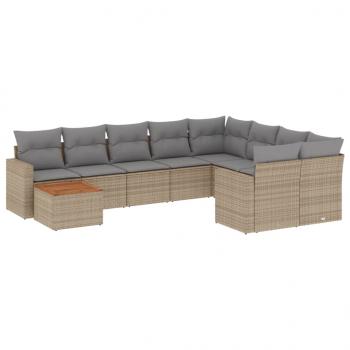 ARDEBO.de - 10-tlg. Garten-Sofagarnitur mit Kissen Beige Poly Rattan