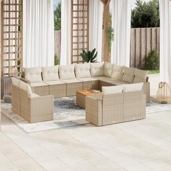 ARDEBO.de - 13-tlg. Garten-Sofagarnitur mit Kissen Beige Poly Rattan