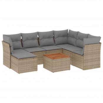 ARDEBO.de - 8-tlg. Garten-Sofagarnitur mit Kissen Beige Poly Rattan