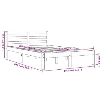 Massivholzbett ohne Matratze Wachsbraun 140x200 cm Kiefernholz