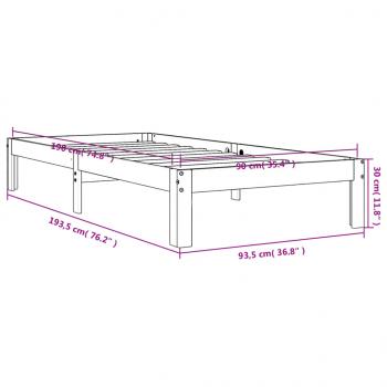 Massivholzbett ohne Matratze Wachsbraun 90x190 cm Kiefernholz