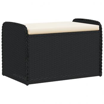 ARDEBO.de - Sitzbank mit Stauraum & Kissen Schwarz 80x51x52 cm Poly Rattan