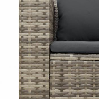 5-tlg. Garten-Sofagarnitur mit Kissen Grau Poly Rattan Akazie