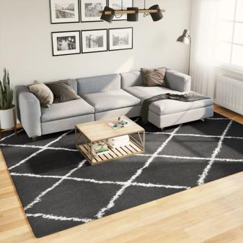 ARDEBO.de - Teppich Shaggy Hochflor Modern Schwarz und Creme 240x340 cm