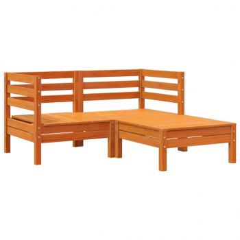 ARDEBO.de - Gartensofa 2-Sitzer mit Hocker Wachsbraun Massivholz Kiefer