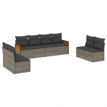 ARDEBO.de - 8-tlg. Garten-Sofagarnitur mit Kissen Grau Poly Rattan