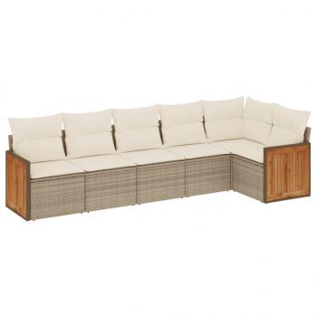 ARDEBO.de - 6-tlg. Garten-Sofagarnitur mit Kissen Beige Poly Rattan