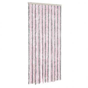 ARDEBO.de - Fliegenvorhang Silbergrau und Rosa 56x185 cm Chenille