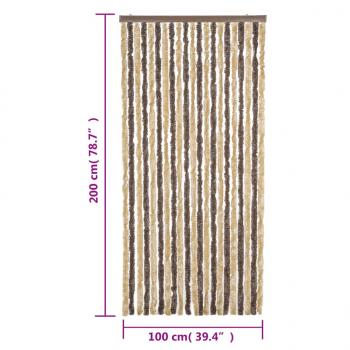 Fliegenvorhang Dunkelbraun und Beige 100x200 cm Chenille