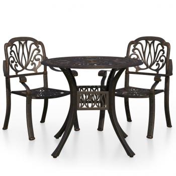 ARDEBO.de - 3-tlg. Bistro-Set Aluminiumguss Bronzen