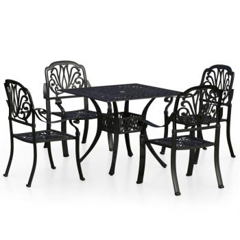 ARDEBO.de - 5-tlg. Bistro-Set Aluminiumguss Schwarz