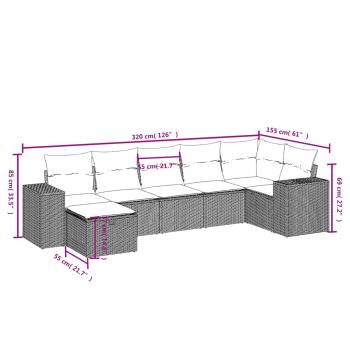 8-tlg. Garten-Sofagarnitur mit Kissen Grau Poly Rattan