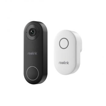 Reolink D340W Video-Türsprechanlage, WiFi intelligente 2K+ 5 MP Video-Türklingel mit Gong, Schwarz/Weiß