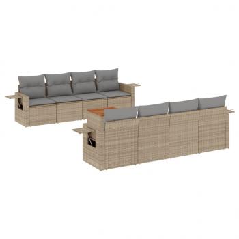 ARDEBO.de - 9-tlg. Garten-Sofagarnitur mit Kissen Beige Poly Rattan