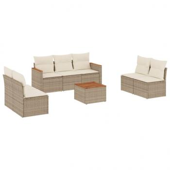 ARDEBO.de - 8-tlg. Garten-Sofagarnitur mit Kissen Beige Poly Rattan