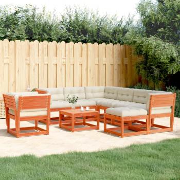 ARDEBO.de - 8tlg. Garten-Lounge-Set mit Kissen Wachsbraun Massivholz Kiefer