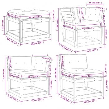 8-tlg. Garten-Lounge-Set mit Kissen Massivholz Douglasie