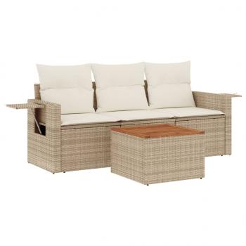 ARDEBO.de - 4-tlg. Garten-Sofagarnitur mit Kissen Beige Poly Rattan