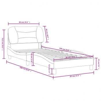 Bettgestell mit Kopfteil Hellgrau 90x190 cm Stoff