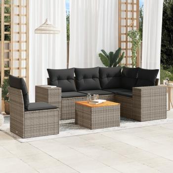 ARDEBO.de - 6-tlg. Garten-Sofagarnitur mit Kissen Grau Poly Rattan