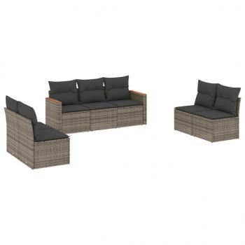 ARDEBO.de - 7-tlg. Garten-Sofagarnitur mit Kissen Grau Poly Rattan