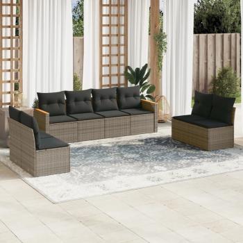 ARDEBO.de - 8-tlg. Garten-Sofagarnitur mit Kissen Grau Poly Rattan