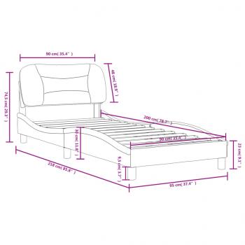 Bettgestell mit Kopfteil Schwarz 90x200 cm Stoff